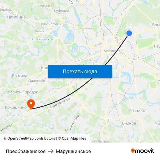 Преображенское to Марушкинское map