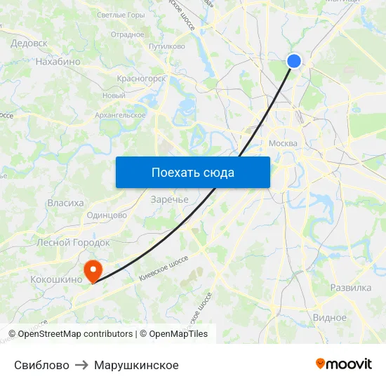 Свиблово to Марушкинское map