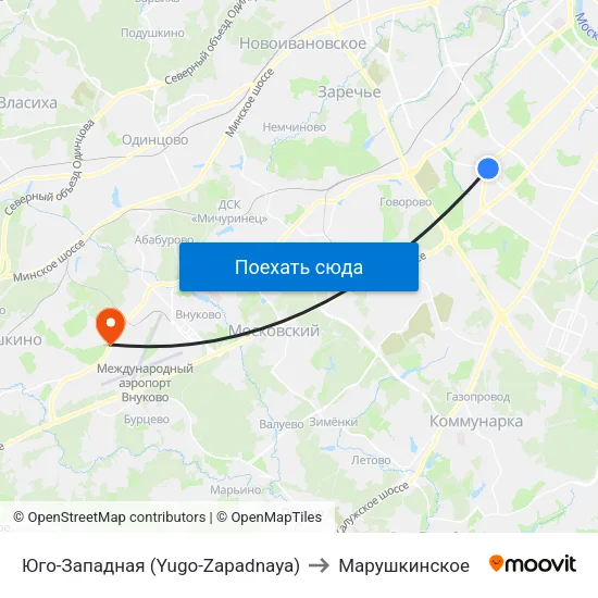 Юго-Западная (Yugo-Zapadnaya) to Марушкинское map