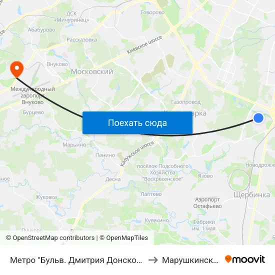 Метро "Бульв. Дмитрия Донского" to Марушкинское map