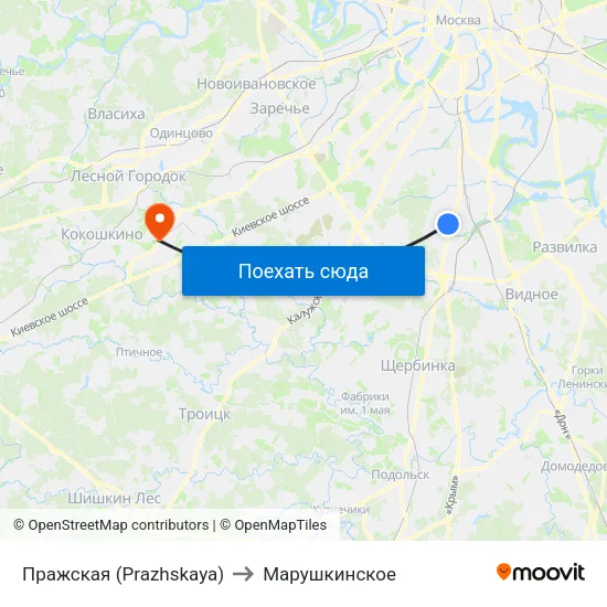 Пражская (Prazhskaya) to Марушкинское map