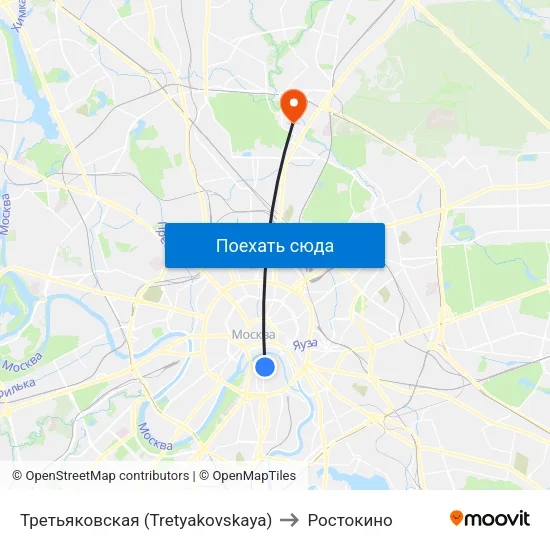 Третьяковская (Tretyakovskaya) to Ростокино map