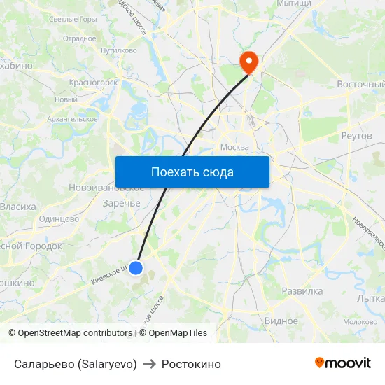 Саларьево (Salaryevo) to Ростокино map