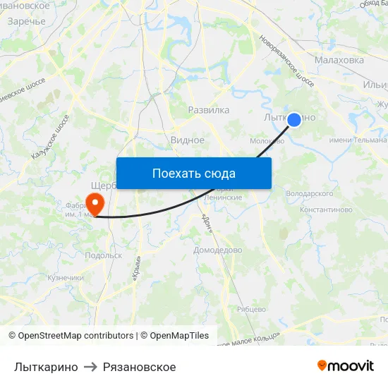 Лыткарино to Рязановское map