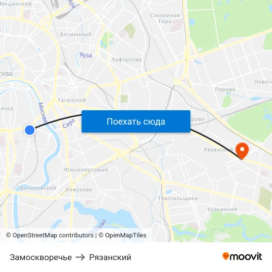 Замоскворечье to Рязанский map