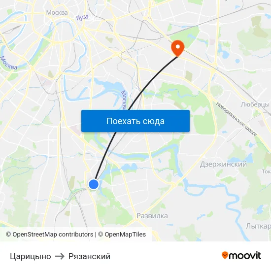 Царицыно to Рязанский map