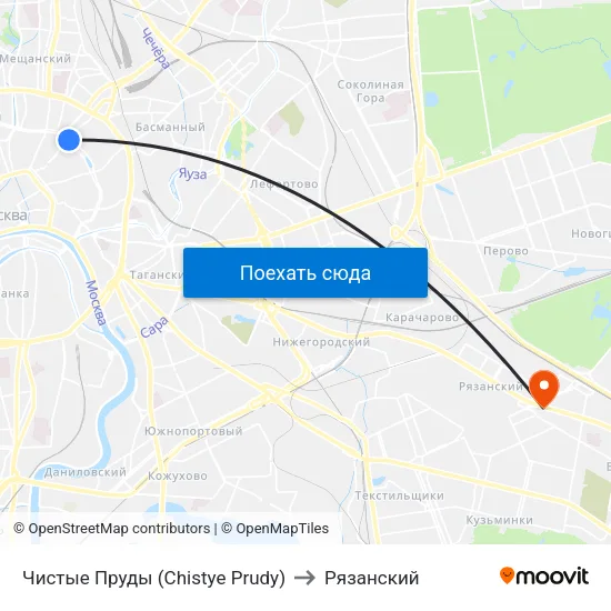 Чистые Пруды (Chistye Prudy) to Рязанский map