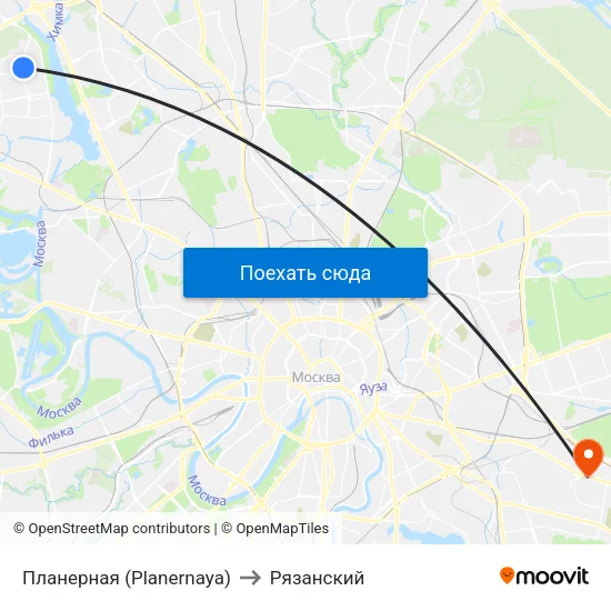 Планерная (Planernaya) to Рязанский map