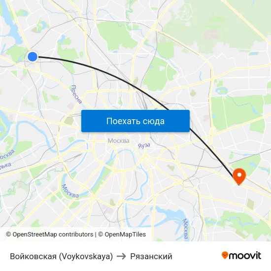 Войковская (Voykovskaya) to Рязанский map