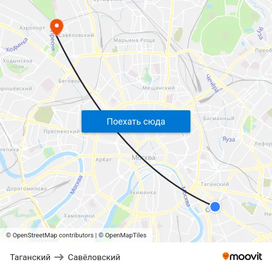 Таганский to Савёловский map