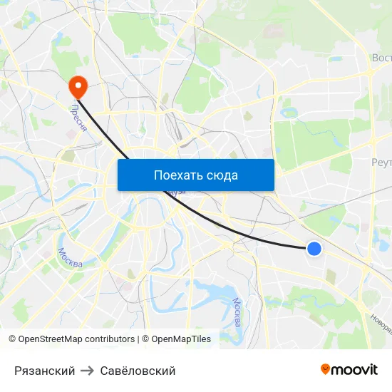 Рязанский to Савёловский map