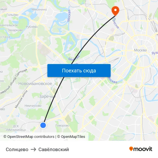 Солнцево to Савёловский map