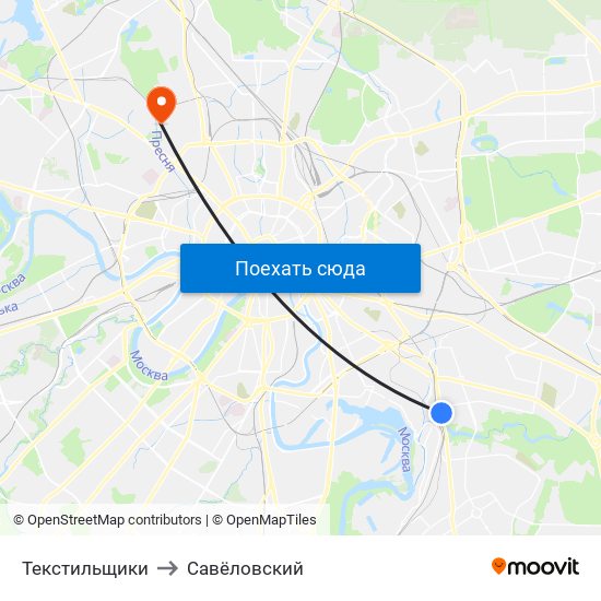 Текстильщики to Савёловский map