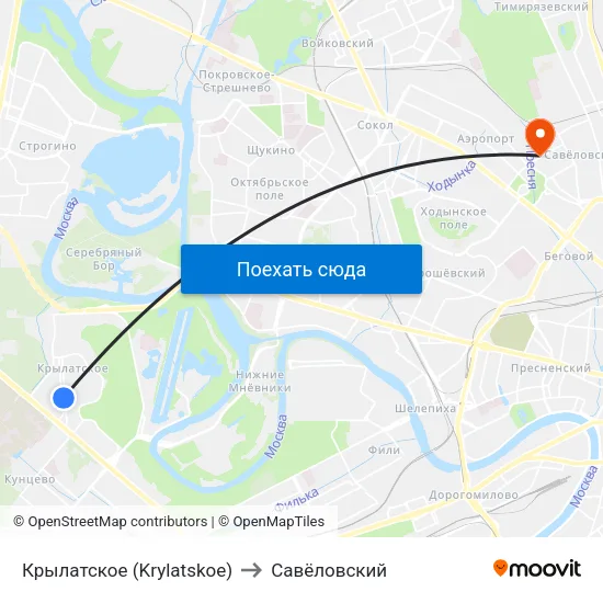 Крылатское (Krylatskoe) to Савёловский map