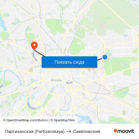 Партизанская (Partizanskaya) to Савёловский map