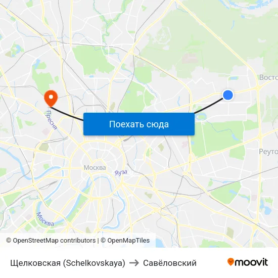 Щелковская (Schelkovskaya) to Савёловский map