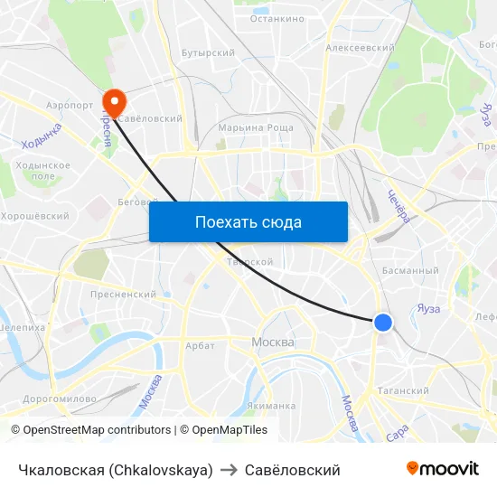 Чкаловская (Chkalovskaya) to Савёловский map