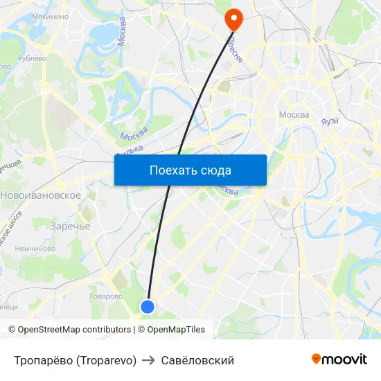 Тропарёво (Troparevo) to Савёловский map