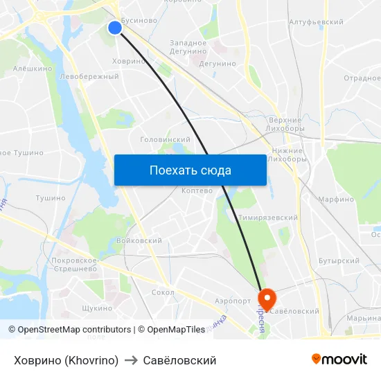 Ховрино (Khovrino) to Савёловский map