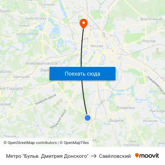 Метро "Бульв. Дмитрия Донского" to Савёловский map