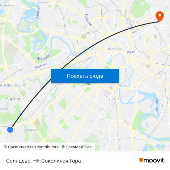 Солнцево to Соколиная Гора map