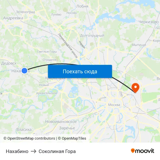 Нахабино to Соколиная Гора map