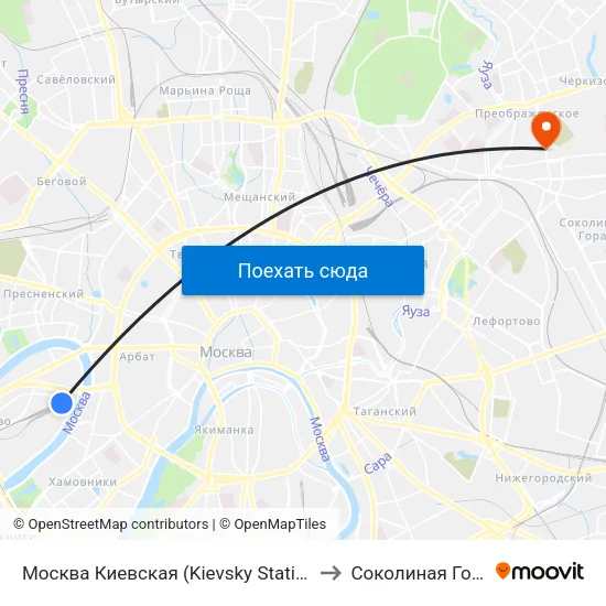 Москва Киевская (Kievsky Station) to Соколиная Гора map