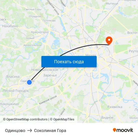 Одинцово to Соколиная Гора map