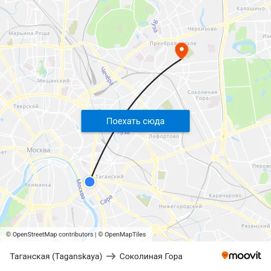 Таганская (Taganskaya) to Соколиная Гора map