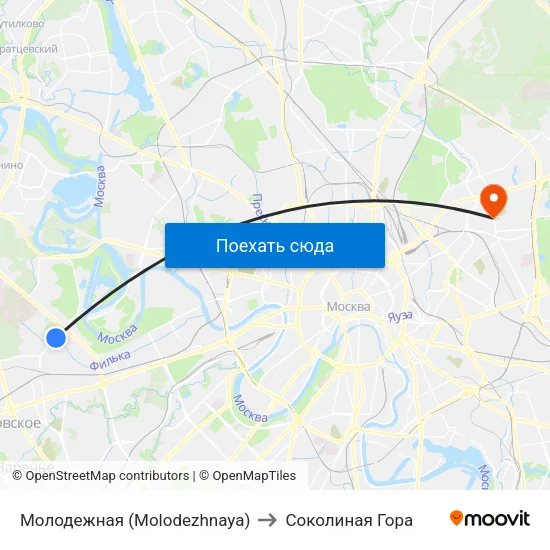 Молодежная (Molodezhnaya) to Соколиная Гора map