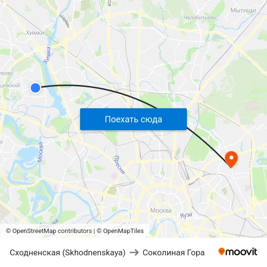 Сходненская (Skhodnenskaya) to Соколиная Гора map