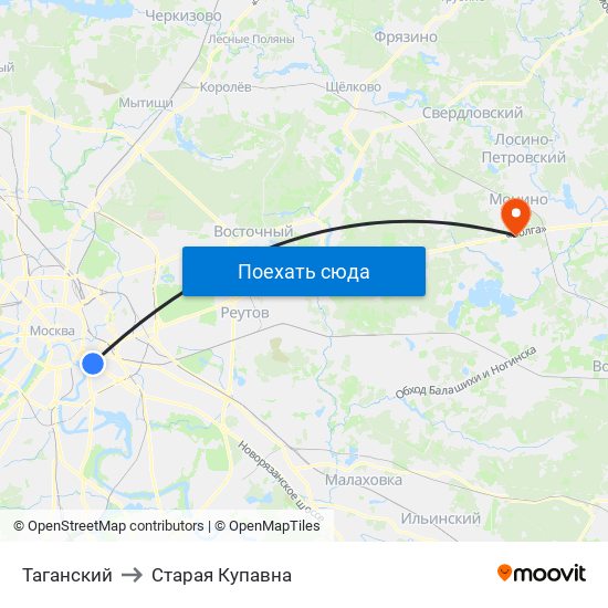 Таганский to Старая Купавна map