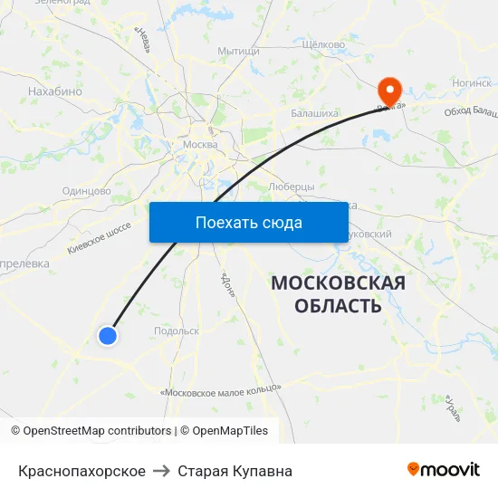 Краснопахорское to Старая Купавна map