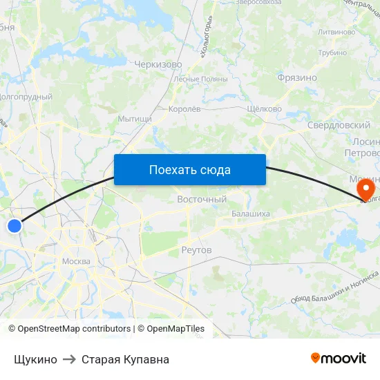 Щукино to Старая Купавна map