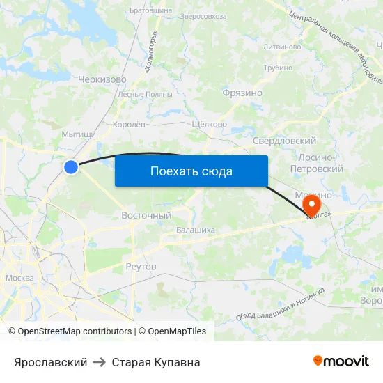 Ярославский to Старая Купавна map