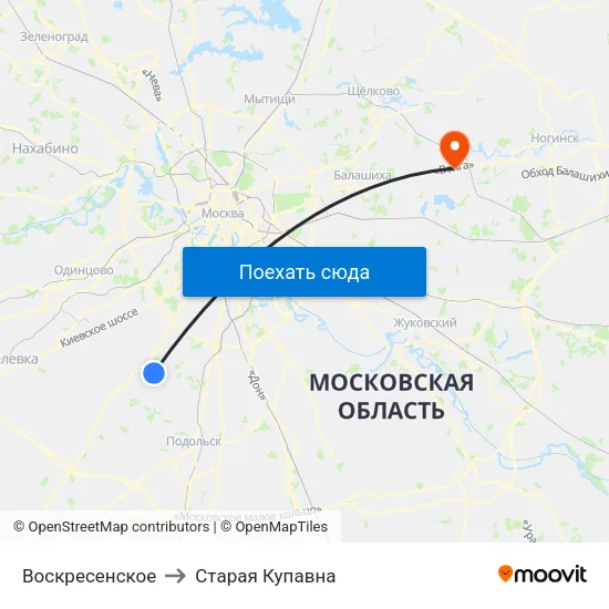 Воскресенское to Старая Купавна map