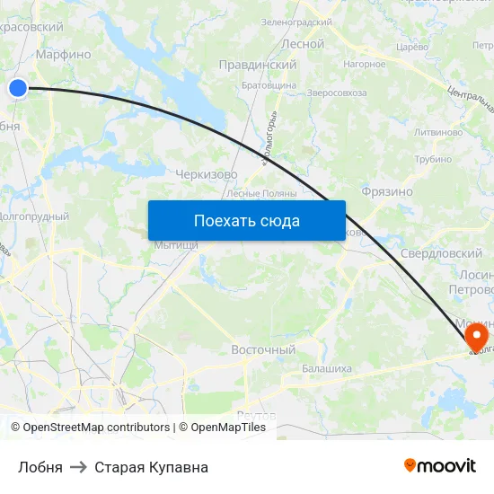 Лобня to Старая Купавна map