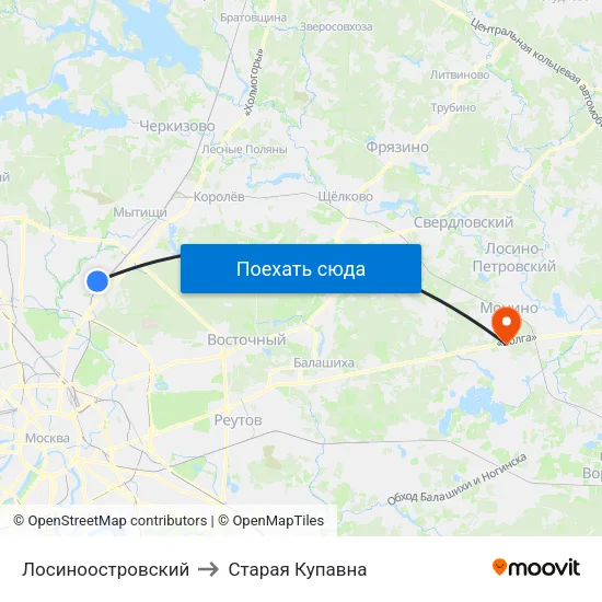 Лосиноостровский to Старая Купавна map
