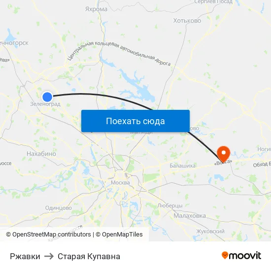 Ржавки to Старая Купавна map
