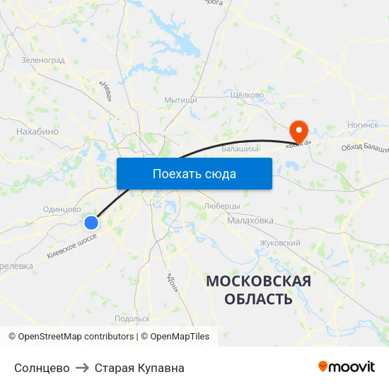 Солнцево to Старая Купавна map