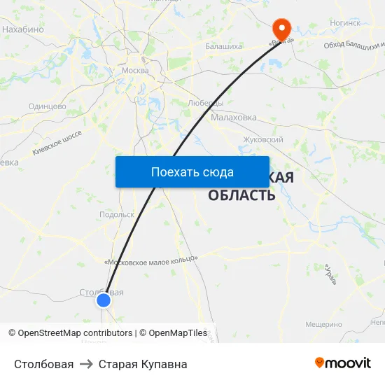 Столбовая to Старая Купавна map