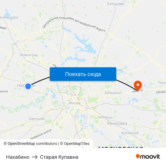 Нахабино to Старая Купавна map