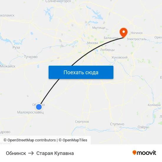 Обнинск to Старая Купавна map