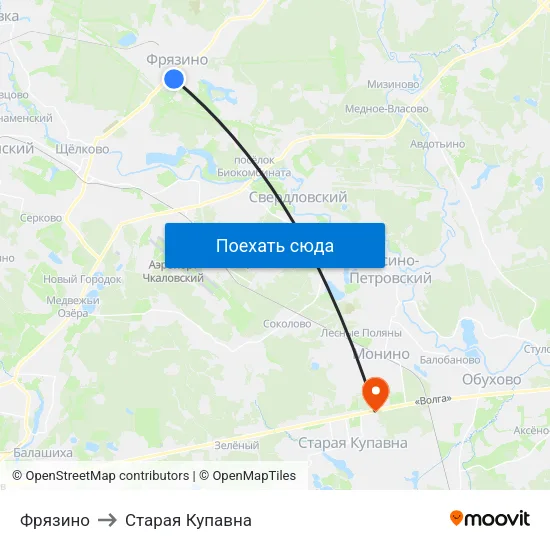 Фрязино to Старая Купавна map