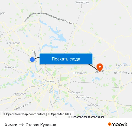 Химки to Старая Купавна map