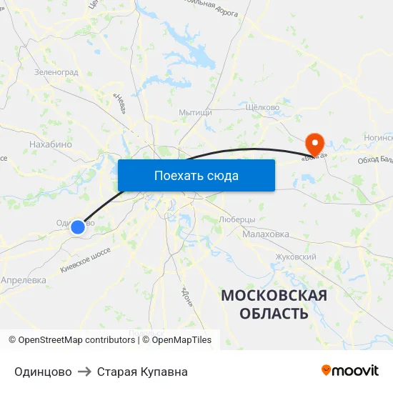 Одинцово to Старая Купавна map