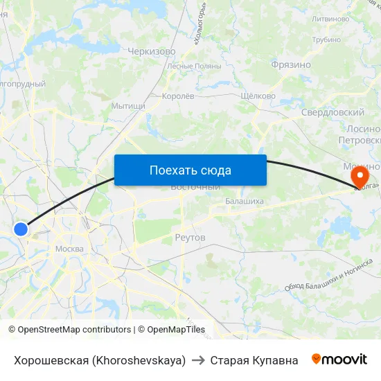 Хорошевская (Khoroshevskaya) to Старая Купавна map