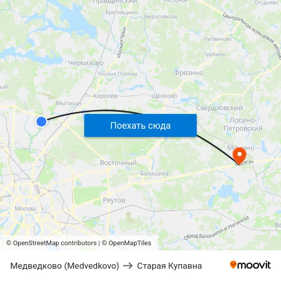 Медведково (Medvedkovo) to Старая Купавна map