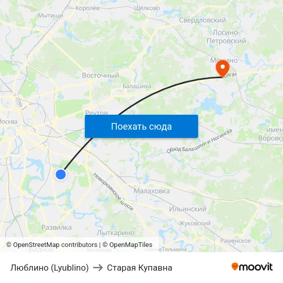 Люблино (Lyublino) to Старая Купавна map