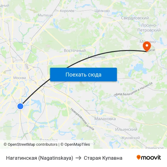 Нагатинская (Nagatinskaya) to Старая Купавна map